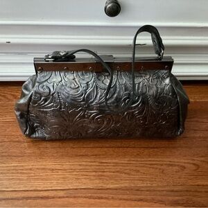 Patricia Nash Embossed Leather Top-Handle Bag in Metallic Gray